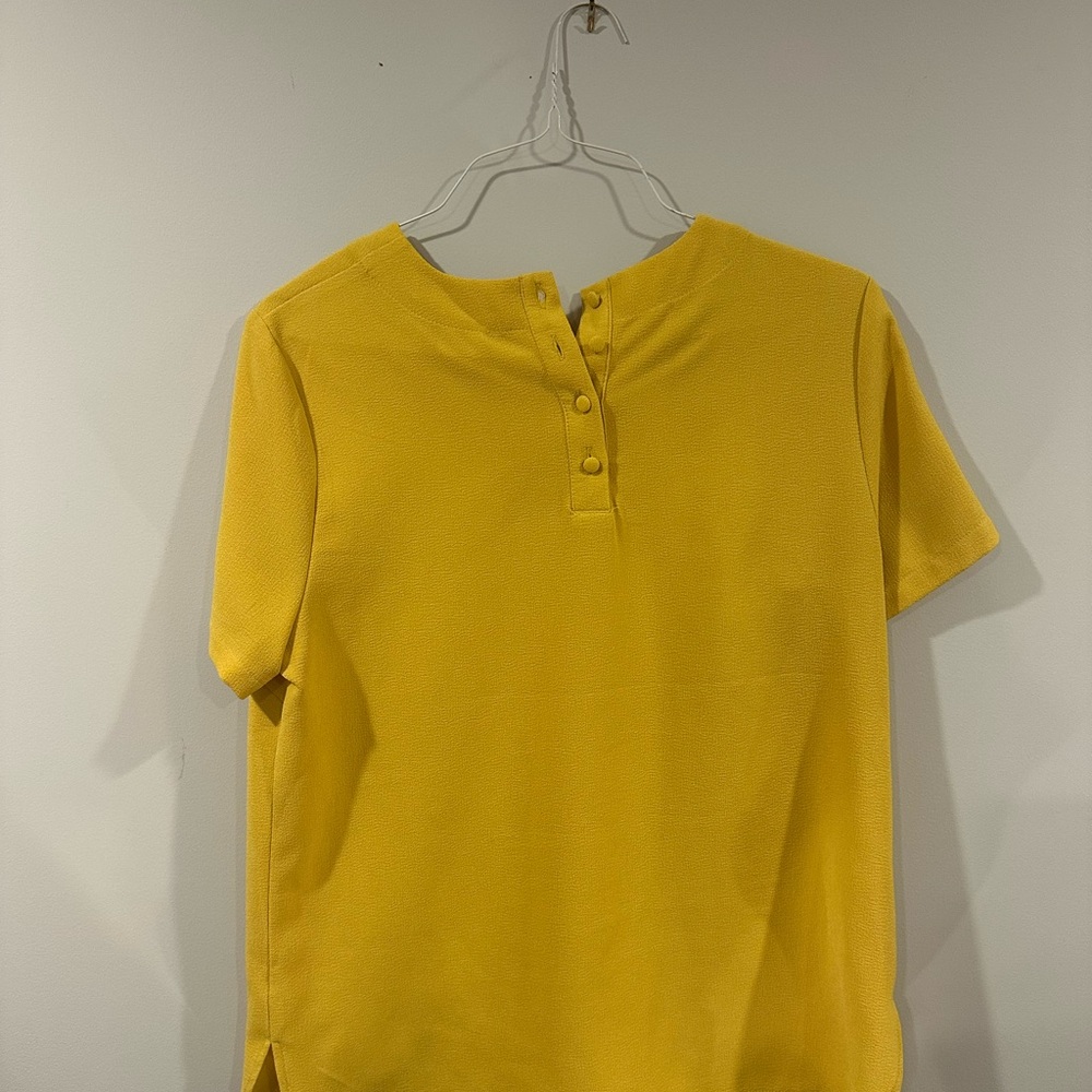 Yellow Button-Up Short Sleeve Top